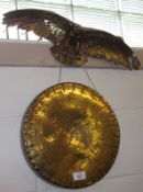 A Vintage Burmese Wall Mounted Gong, of typical form, supported on a large eagle mount, complete