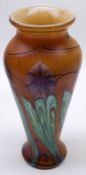 A 20th Century Studio Glass Vase of tapering form, decorated with abstract iridescent floral