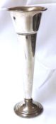 An American white metal Trumpet Flower Vase with loaded base (minor defects to rim), 9” tall,