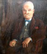 A 20th Century Oil Painting, depicting a seated gentleman wearing bow tie and waistcoat, 22” x 26”