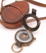 Great War period Military Issue Prismatic Compass, No 74334, housed in contemporary leather case