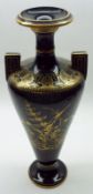 A Victorian two-handled decorative Vase of tapering conical form, gilded with sprays of foliage