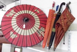 Five Vintage Chinese Paper Parasols