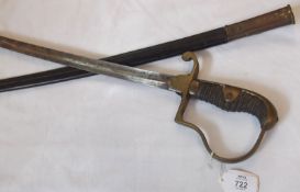 Imperial German Artillery Officer’s Sword, curved blade 34”, by Weyersberg Solingen, wire-bound