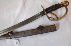 American Civil War period 1864 pattern Cavalry Sword, curved blade 34 ¾”, by C Roby Chelmsford Mass,