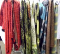 A quantity of assorted Vintage Fabrics, to include a large Bolt of Green and Yellow Stripe All