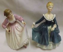 Two Royal Doulton Figurines, “Janine”, HN2461; together with “Ashley”, HN3420, both approx 8”