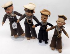 Four Norah Wellings Cloth Sailor Dolls