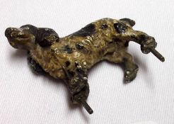 A small (probably Austrian) Cold Painted Small Bronze Mount, fashioned as a spaniel dog, 1 ¾” long