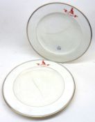 A Group of twelve Kirr & Sons of Dublin and Worcester Armorial Dinner Plates, decorated with a red