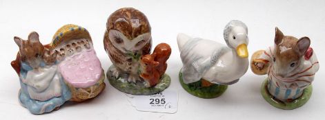 A collection of four Beswick Beatrix Potter Models: “Old Mr Brown”, BP3B; “Mrs Tittlemouse” style 1,