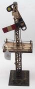 Hornby O Gauge Tinplate Signal, mounted on platform base, height 15”