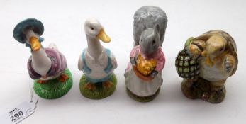 Four Beswick Beatrix Potter Models: “Jemima Puddle-Duck” 1st version, 1st variation, BP3C; “Mr Drake