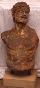 A Plaster Half-Length Figure in the form Bacchus, on a heavy stoneware base, 31” high