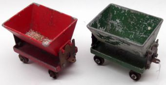 Two Knightshead Precision Model Hopper Wagons in red and green livery