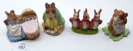 Four Beswick Beatrix Potter Models: “Hunca Munca”, BP6A; “Timmy Willie from Johnny Town Mouse”,