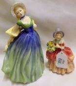 A Royal Doulton Figurine, “Jane”, HN3260; together with a smaller Royal Doulton Figurine, “