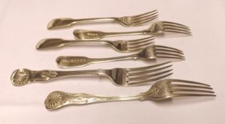 A Mixed Lot comprising: a Victorian Scottish Table Fork, single-struck Kings pattern Edinburgh 1839;