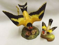 A Royal Crown Derby Model of a goldfinch; together with a further Crown Staffordshire Model also
