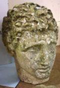 A French  Stone Bust, modelled as the head of a Greco Roman Gentleman, 13” high