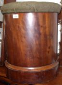 A Victorian Mahogany Cylinder Commode with plinth base, 16” diameter