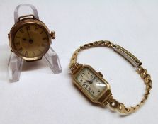 A Ladies early 20th Century 9ct Gold cased Wristwatch, un-named 15-jewel Swiss movement with
