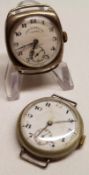 A Gents Vintage hallmarked Silver cased Wristwatch, signed “John Elkan Ltd London” and one other, (