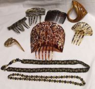 A packet of assorted Hair Ornaments including five Tortoiseshell or Tortoiseshell type pieces