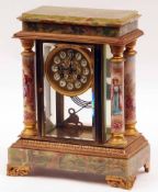 A good late 19th Century French green Onyx and four glass mounted Mantel Clock, Louis Boname of