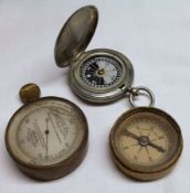 A Mixed Lot of small Brass cased Pocket Barometer by Elliott Bros, London (glass cracked),