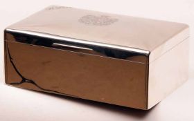 A good Edwardian large Silver encased Cigar Box of rounded rectangular form, the slightly domed