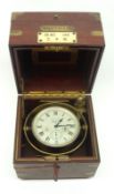 A Waltham Watch Co 8-day Chronometer, in original Mahogany Case, with Brass strap work and