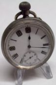 A late 19th/early 20th Century Swiss Silver cased open faced Pocket Watch with button wind, black