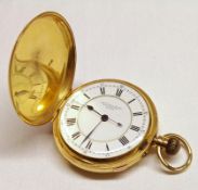 A last quarter of the 19th Century 18ct Gold cased Full Hunter Pocket Watch with button wind, the