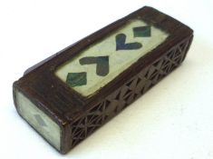 An interesting Antique Treen Needle Case with slide opening to top, carved decoration throughout,