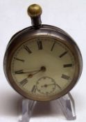 A second quarter of the 19th Century gun metal cased Pocket Watch with button wind, (lacking top
