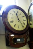 A 19th Century Rosewood drop dial Wall Timepiece, with spun Brass bezel, 12” dial with fusee