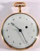 A first quarter of the 19th Century French 18K, Quarter Repeating, Open Faced Verge Watch, Guibet