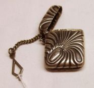 A late Victorian rectangular Vesta with art nouveau type fluted decoration, bearing initials to a
