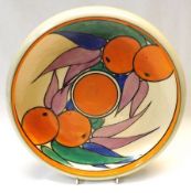 A Clarice Cliff circular Bowl of shallow form, decorated with the “Oranges” pattern, (some