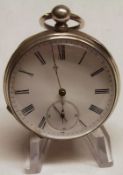 A last quarter of the 19th Century Continental Silver cased open faced Pocket Watch with key wind,