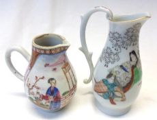 A Chinese Export small sparrow beak Jug and a further 20th Century Oriental small Jug, decorated