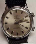 A mid 20th Century Gents Vulcan “Alarm” Stainless Steel Cased Wristwatch with 17-jewel shock