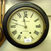 A small Ebonised late 19th/early 20th Century Wall Timepiece, of circular form, Brass bezel and