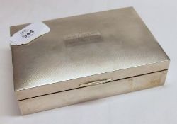 A mid-20th Century white metal encased Cigarette Box (unmarked), the slightly domed engine-turned