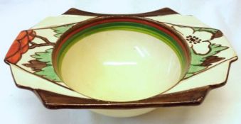 A Clarice Cliff Dessert Bowl, probably Daffodil shape, decorated with a shoulder pattern of the “