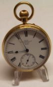 A last quarter of the 19th Century 18ct Gold open faced, keyless Pocket Watch, Dent, 33 Cockspur