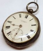 A last quarter of the 19th century Silver cased open faced Key wind Pocket Watch, the movement