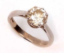 A hallmarked 18ct White Gold Solitaire brilliant cut Diamond Ring, approximately 1.2ct (7.9mm diam).