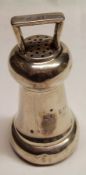 An interesting late Victorian Pepper Grinder in the form of a bell weight, 4” tall, Birmingham 1899,